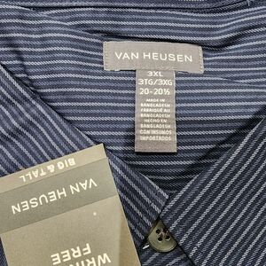 Van Heusen Dress Shirt Men's 3XL Blue Stripe Fitted Wrinkle Free
